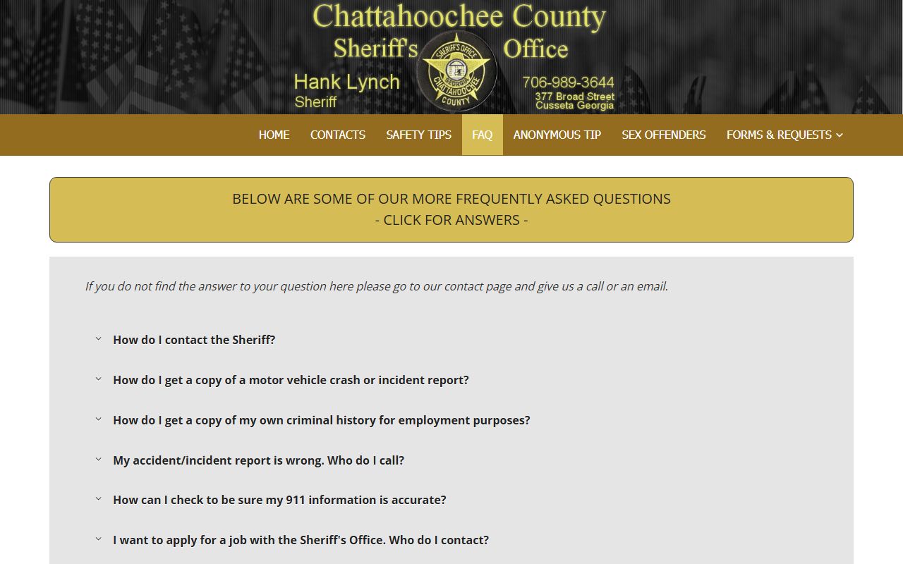 Chattahoochee County arrest records sheriff FAQ