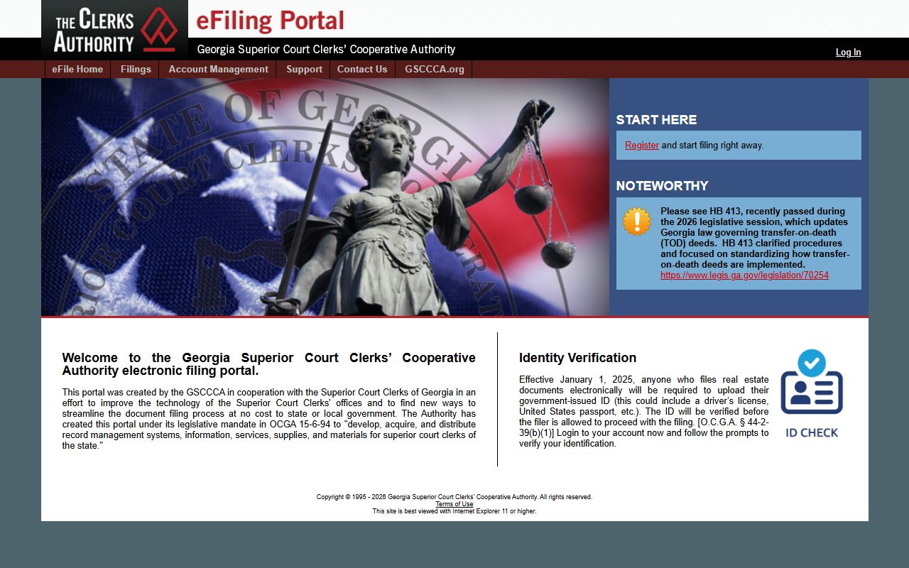 Chattahoochee County court records GSCCCA eFile portal