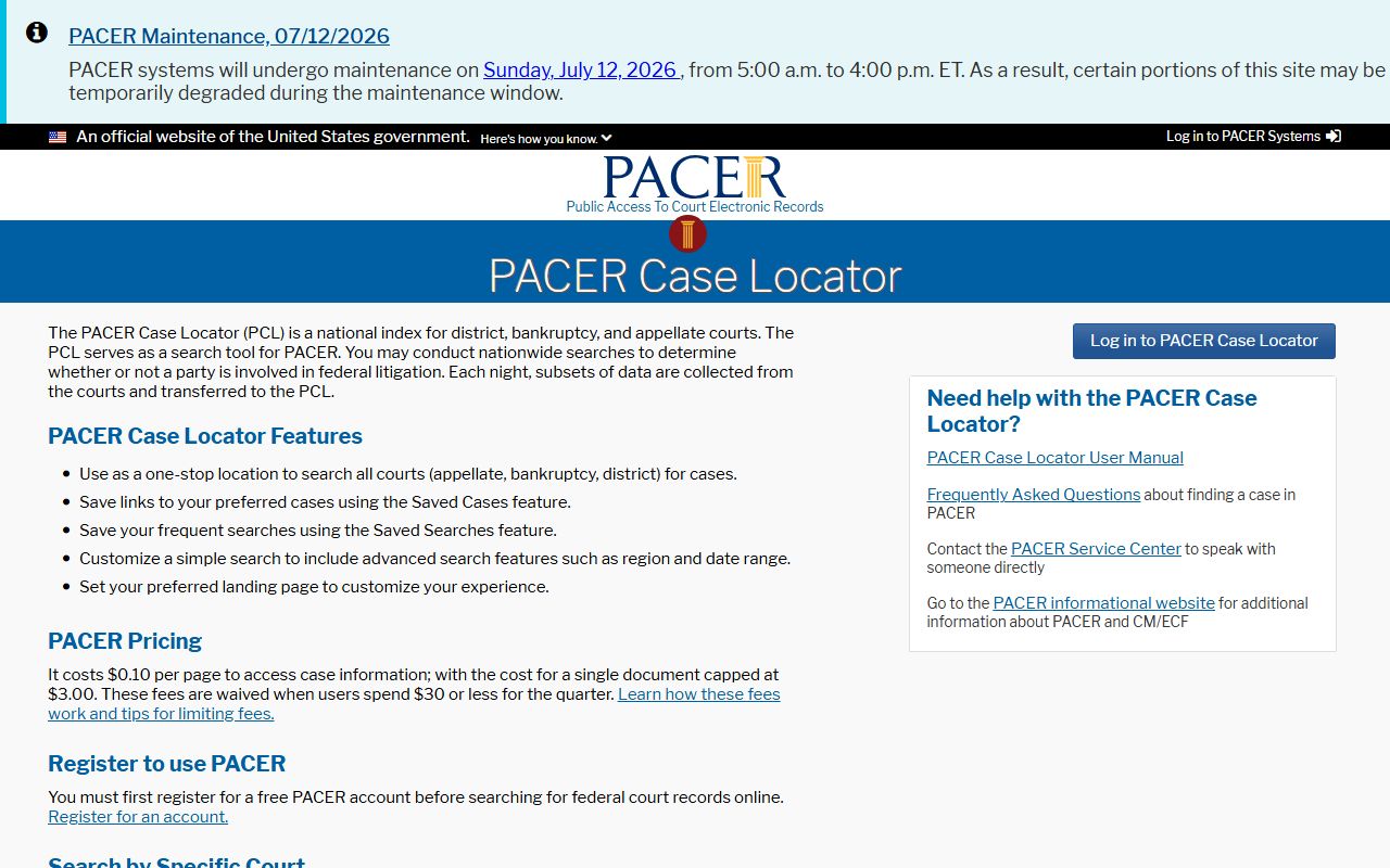 Chattahoochee County criminal court records PACER Case Locator