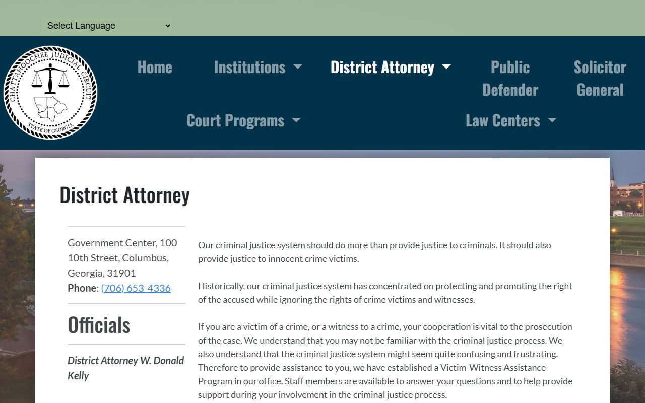Chattahoochee Judicial Circuit District Attorney contact page