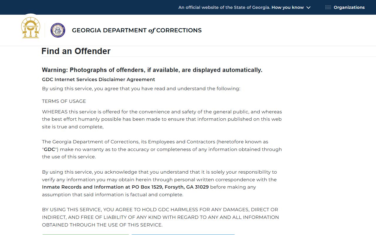Chattahoochee County inmate records GDC offender search