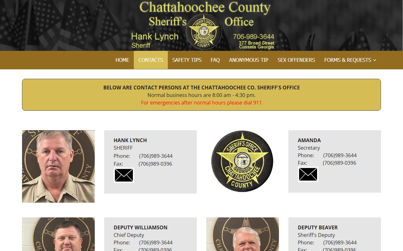 Chattahoochee County inmate records sheriff contacts