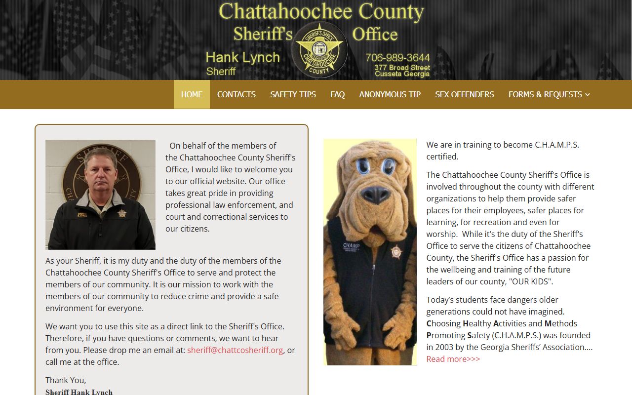 Chattahoochee County inmate records sheriff homepage