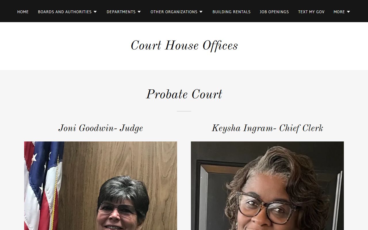 Chattahoochee courthouse offices listing for Probate Court